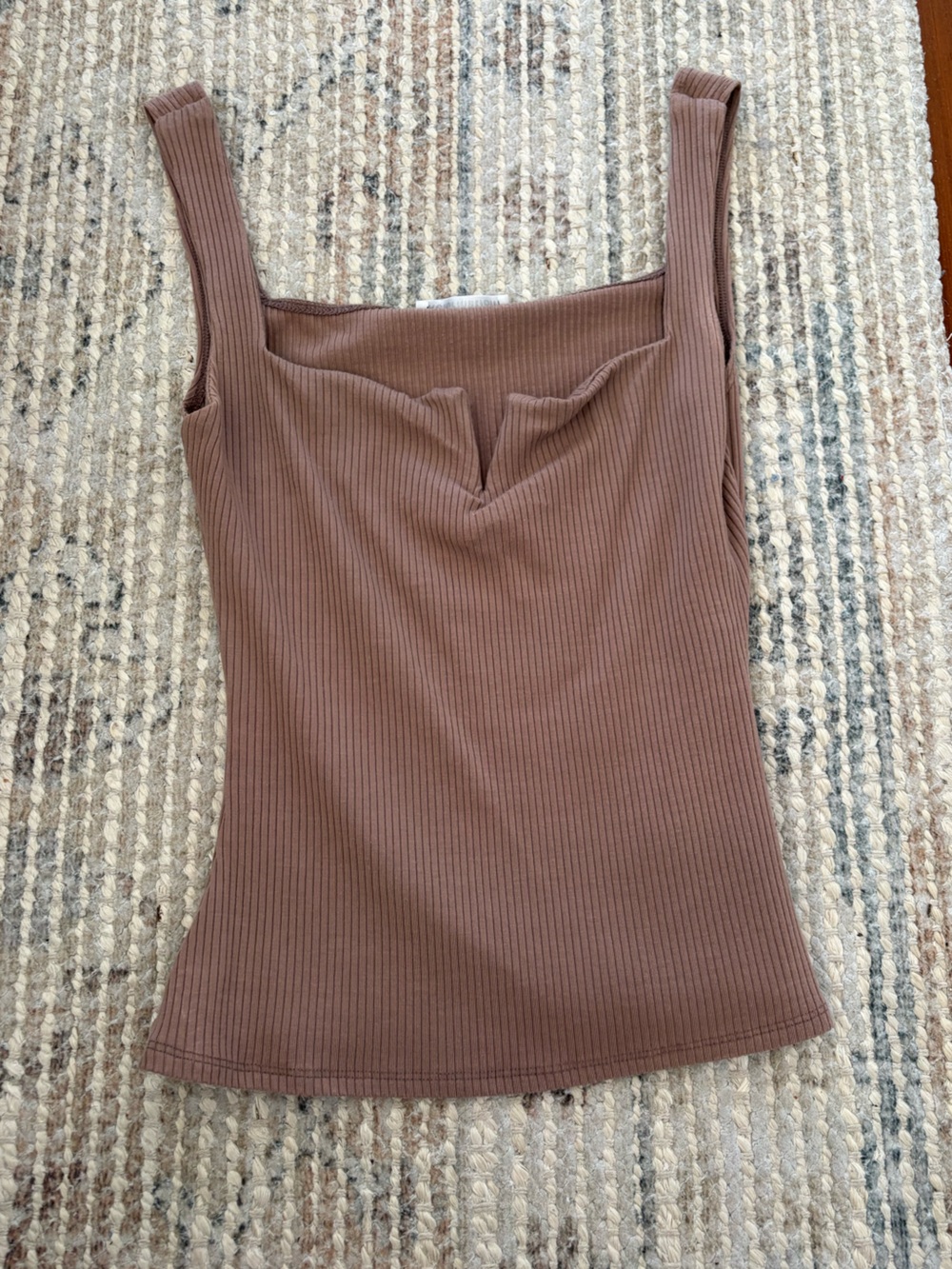 Reformation Ribbed Square Neck Tank Top - Brown